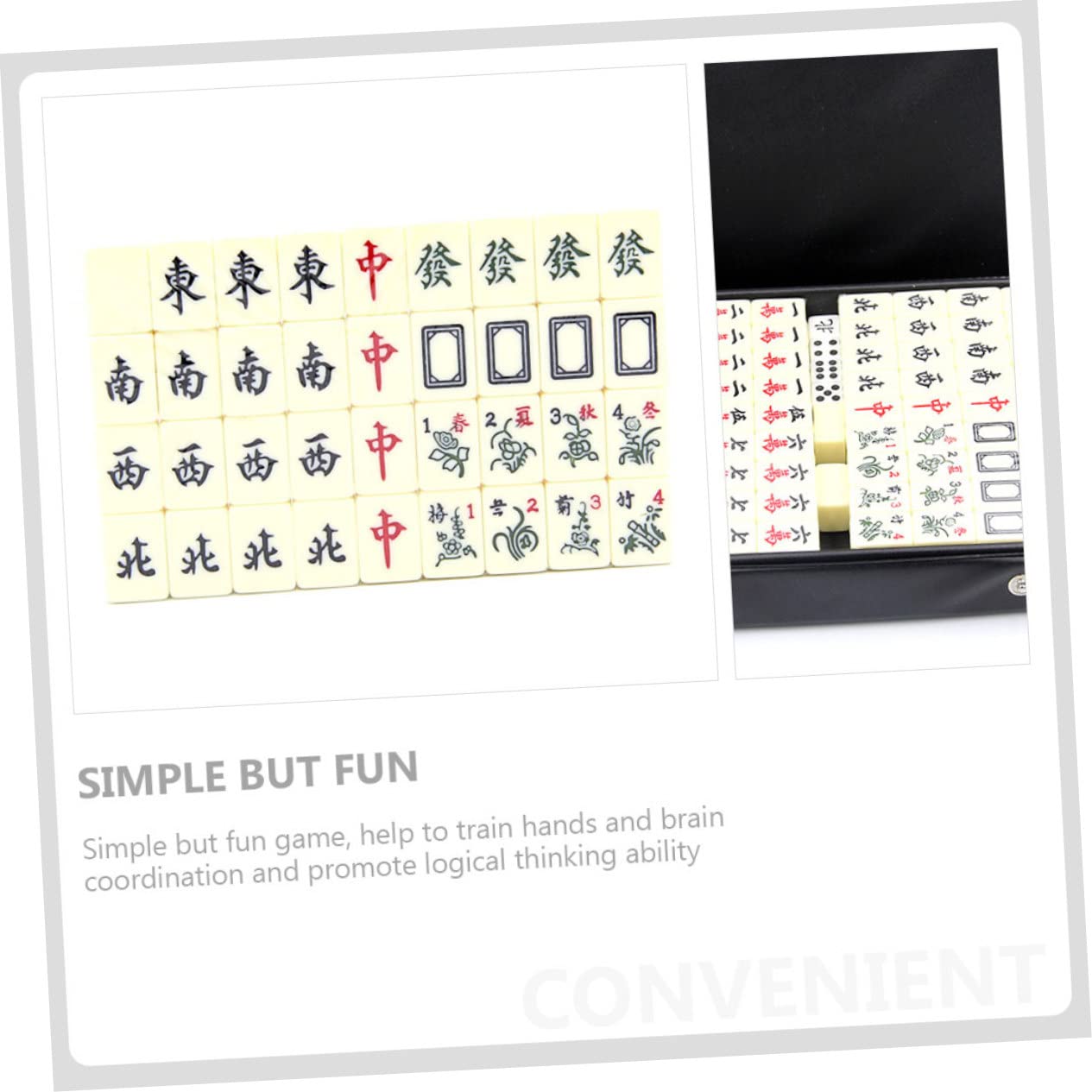 Kompaktes Reisespielzeug Mahjong Satz 1 Satz PVC Traditionell | Kleiner Format, für Party und Camping, Transportabel für Unterwegs, Fördert Logisches Denken