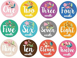 ADOCARN Adesivos Redondos De 12 Peças Adesivos De Flores Adesivos De Flores Para Crianças Adesivos De Círculo Etiquetas Decorativas Adesivos De Mês De Bebê Adesivos Infantis