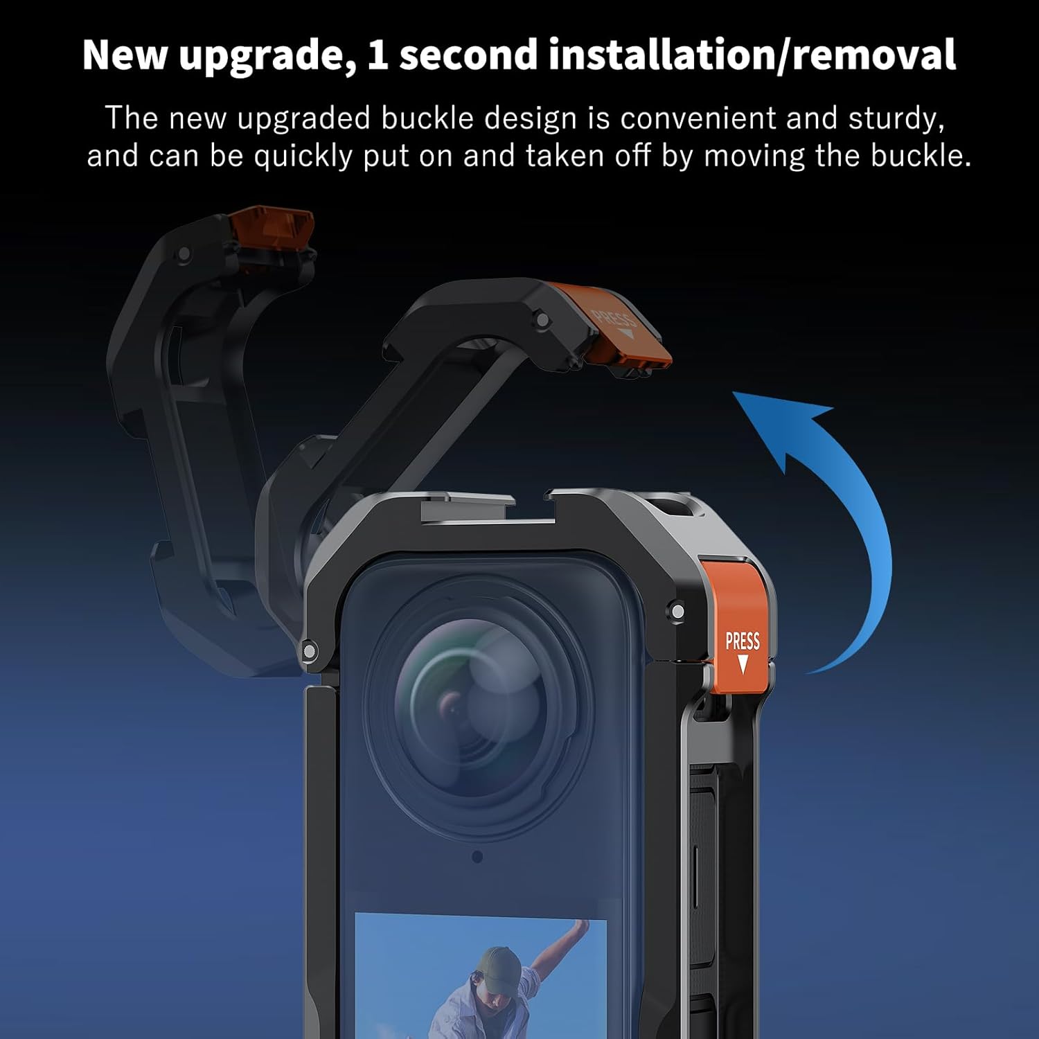 VRIG Frame Cage for Insta360 X4,Aluminum Protective Case for Insta360 X4 with Silicone Lens Cover, Built-in Cold Shoe and 1/4" Threads