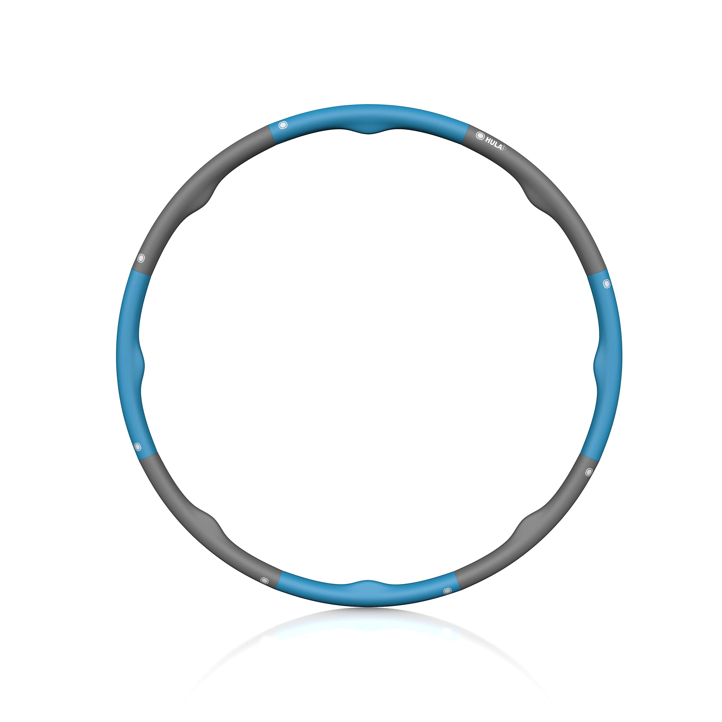 HEGG HULABEE Professioneller Hula-Hoop-Reifen zum Abnehmen leicht gemacht, 8 Elemente, universell anpassbar, Workout & Training für Erwachsene und Kinder, Blau/Grau