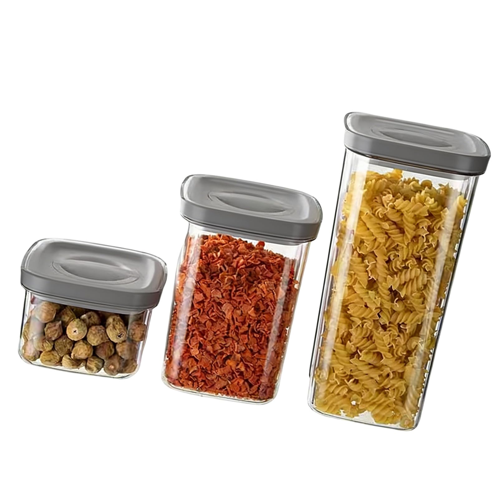 Piceioep Of 3 Clear Rotating Storage Container with Tight Seal for Kitchen Organization and Food Preservation Clear Kitchen Storage Jar