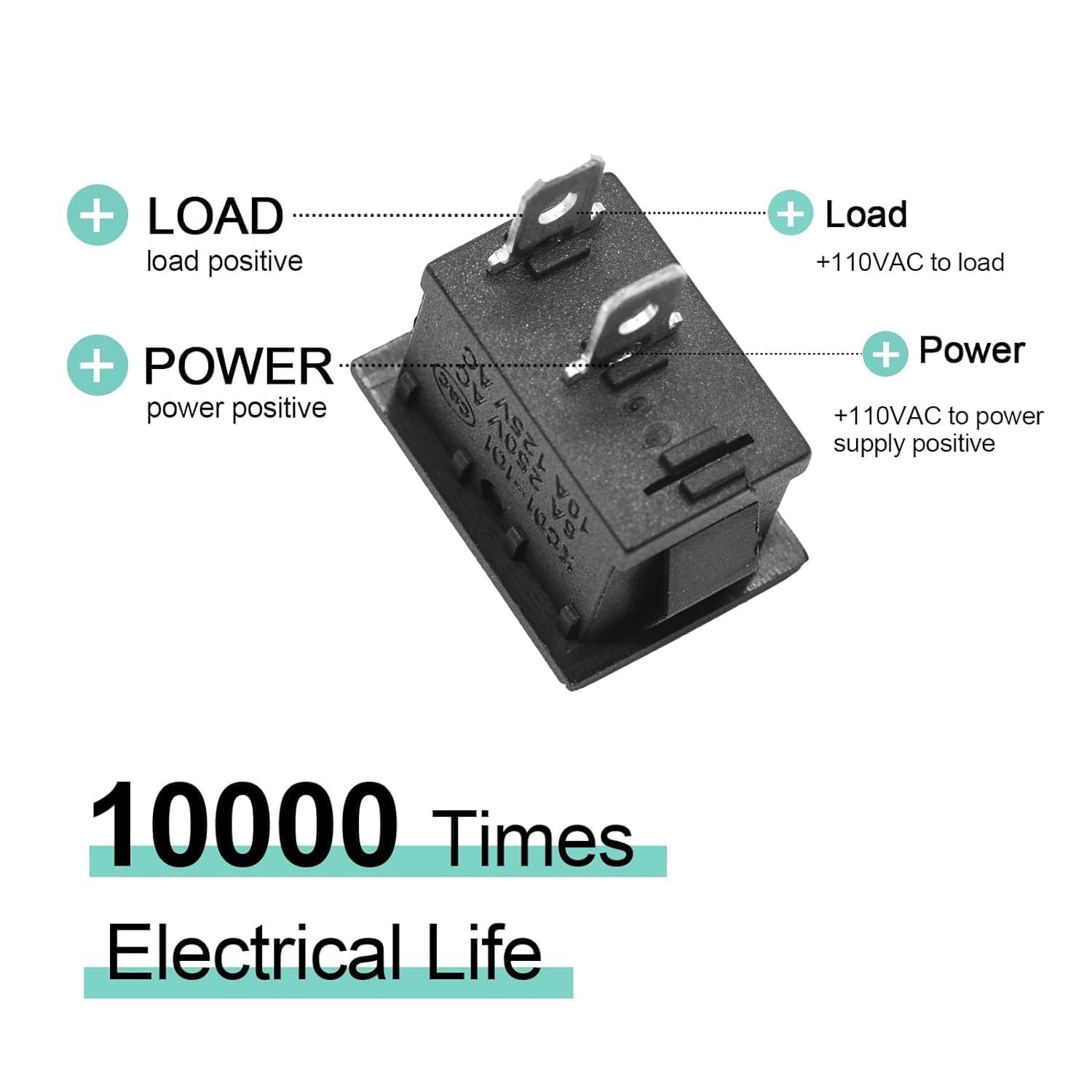 AUTOZOCO Interruptor universal 2 pin on-off 10A (negro)