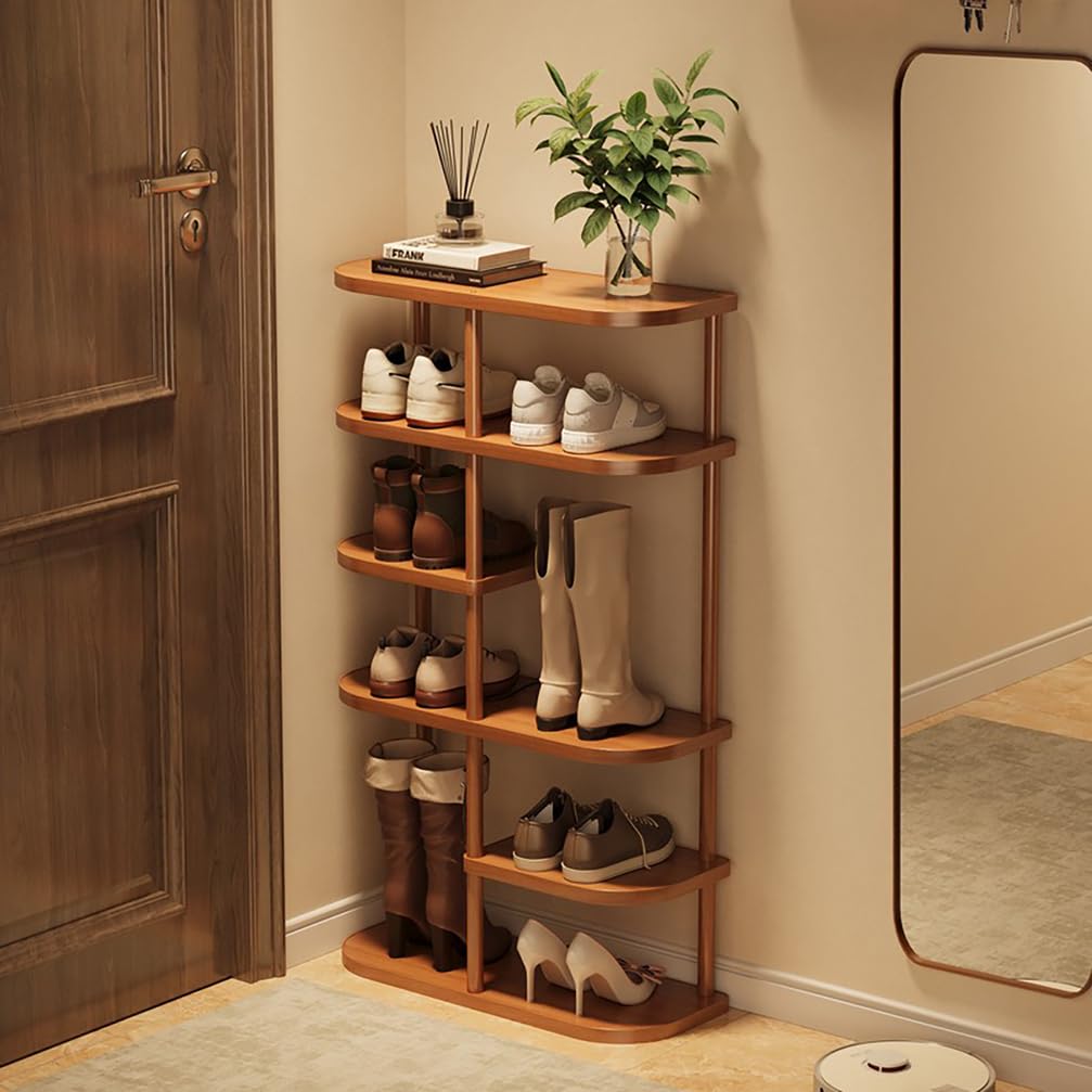 WYRNOBRX Bamboo Shoe Rack with Boot Compartments Simple Shoe Cabinet Narrow Storage Cabinet 3 Tier Zapatos for Home Entryway, Hallway, Furniture Entrance Holder,Natural/C