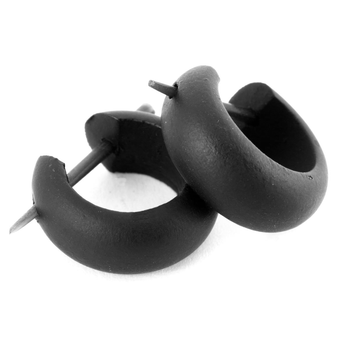 Orecchini A Cerchio In Legno Nero Fatti A Mano – Diametro 15mm, Larghezza 6mm, Unisex - 6