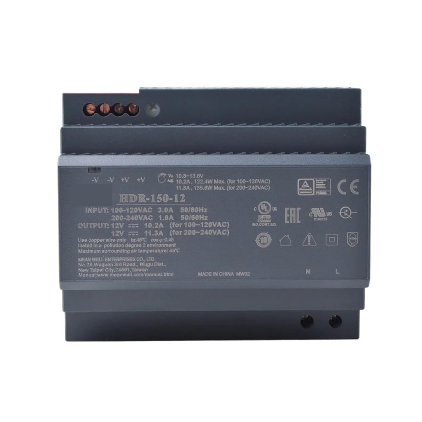 JJKKOZVQF HDR-150-12 12V DC 11.3A 135.6W Power Supply