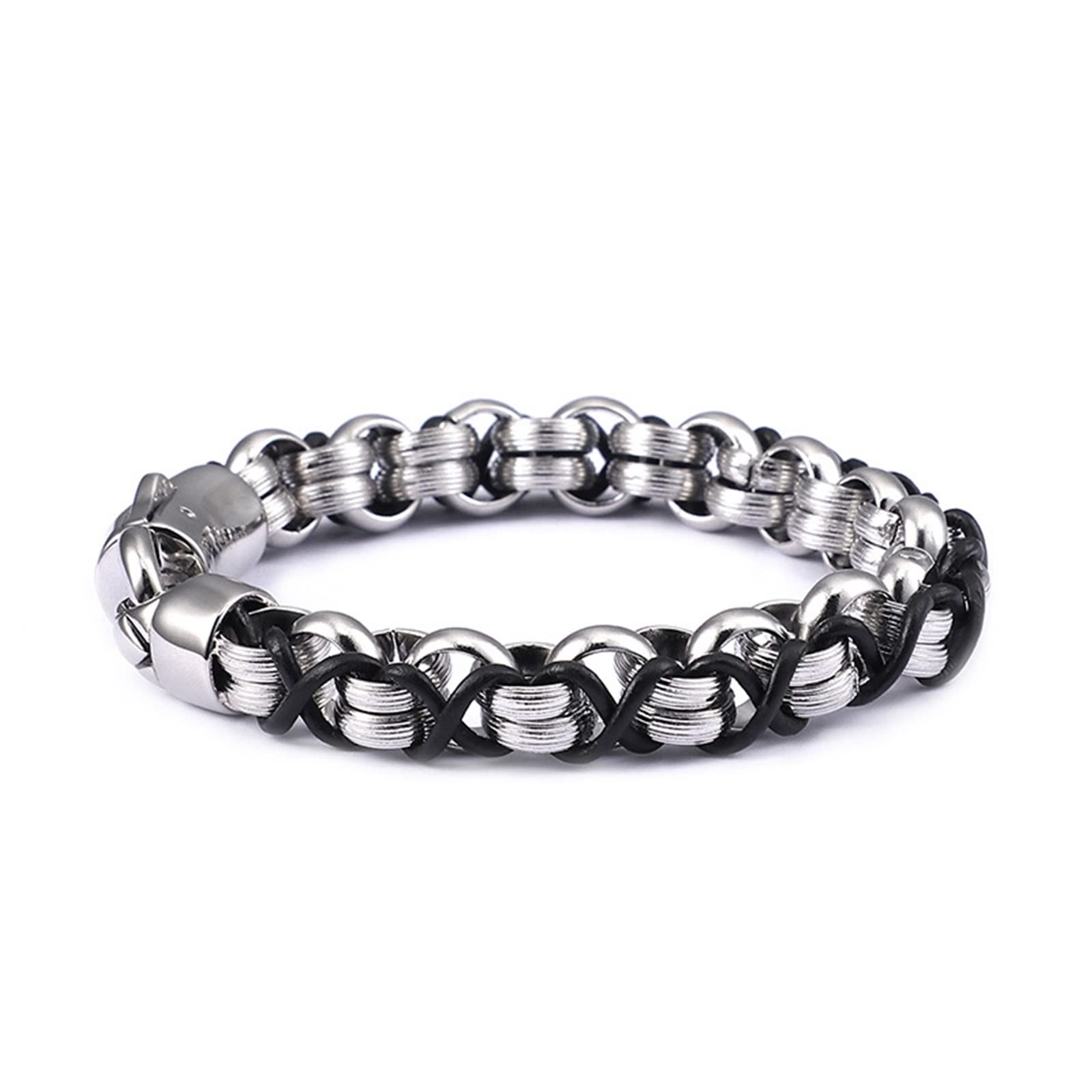 AMDXD Cadeaux pour hommes Bracelet en acier inoxydable pour homme Gravure Bracelets pour homme Bracelet argenté Longueur 21,5 cm, 21.5 centimeters, Acier inoxydable, Sans zircone