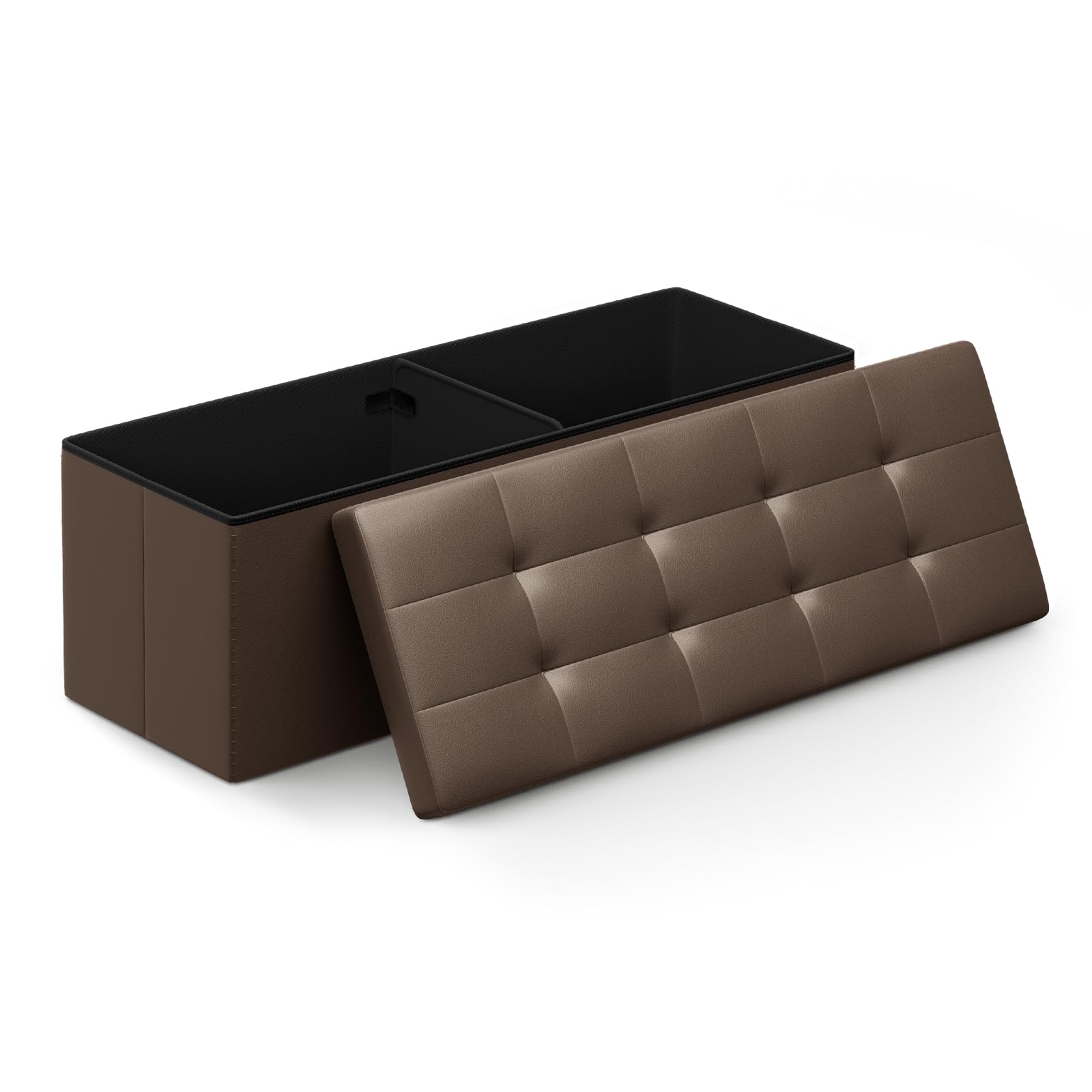 Athena Collection Leather Ottoman Bench with Storage, 43 Inches Large End of Bed Storage Ottoman Bench, 130L Load 220 Lbs Foot Rest for Bedroom,