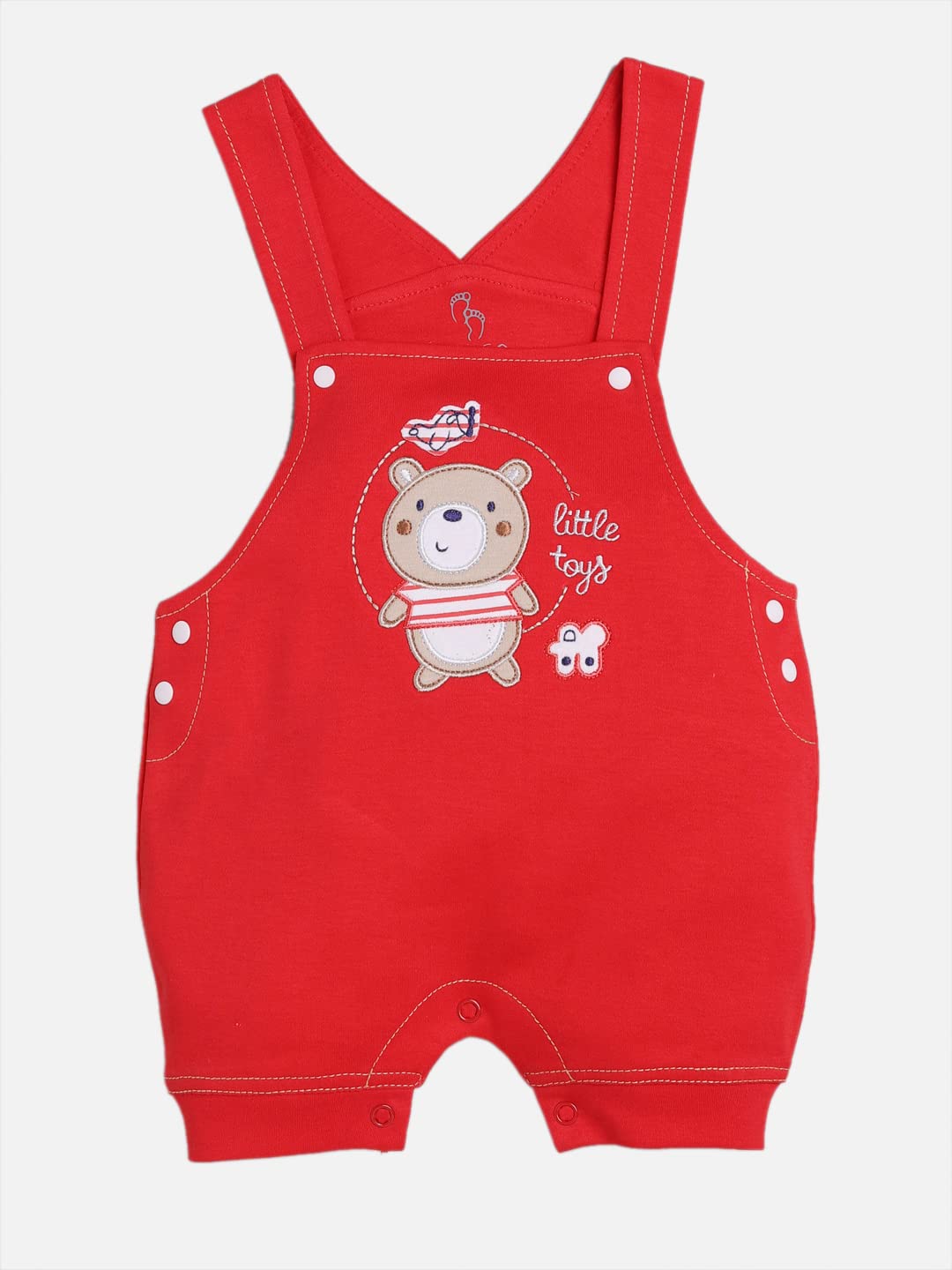 BABY GO 100% Pure Cotton Dungaree in Red for Baby Boys (12-18 Months) 3