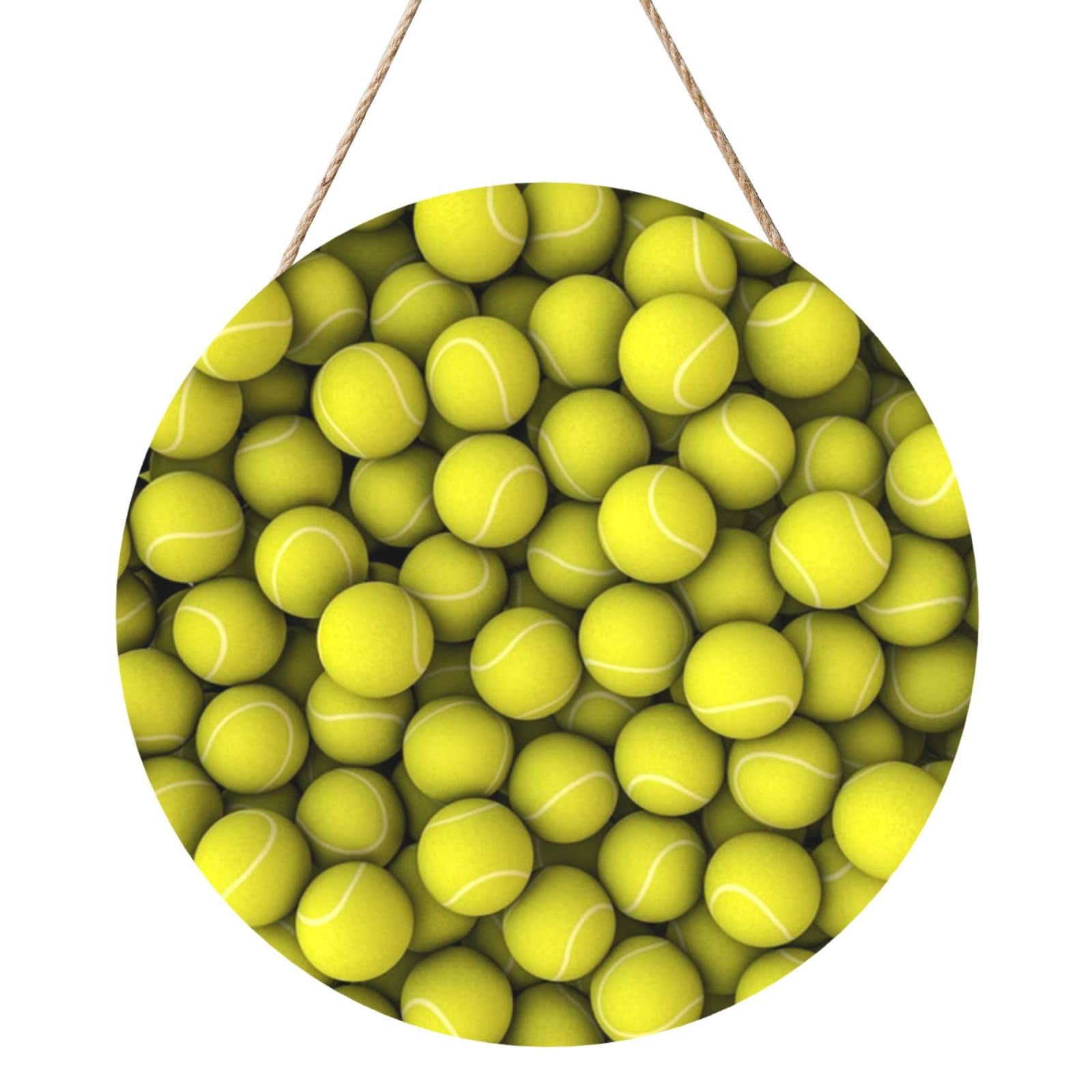 InOmak Tennis Balls, Round Wood Panel Painting 12 in, Wall Hanging Painting For Home