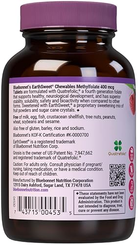 Vista 3 de Bluebonnet Earth Sweet Cellular Active Methylfolate 400 mcg comprimidos masticables, 90