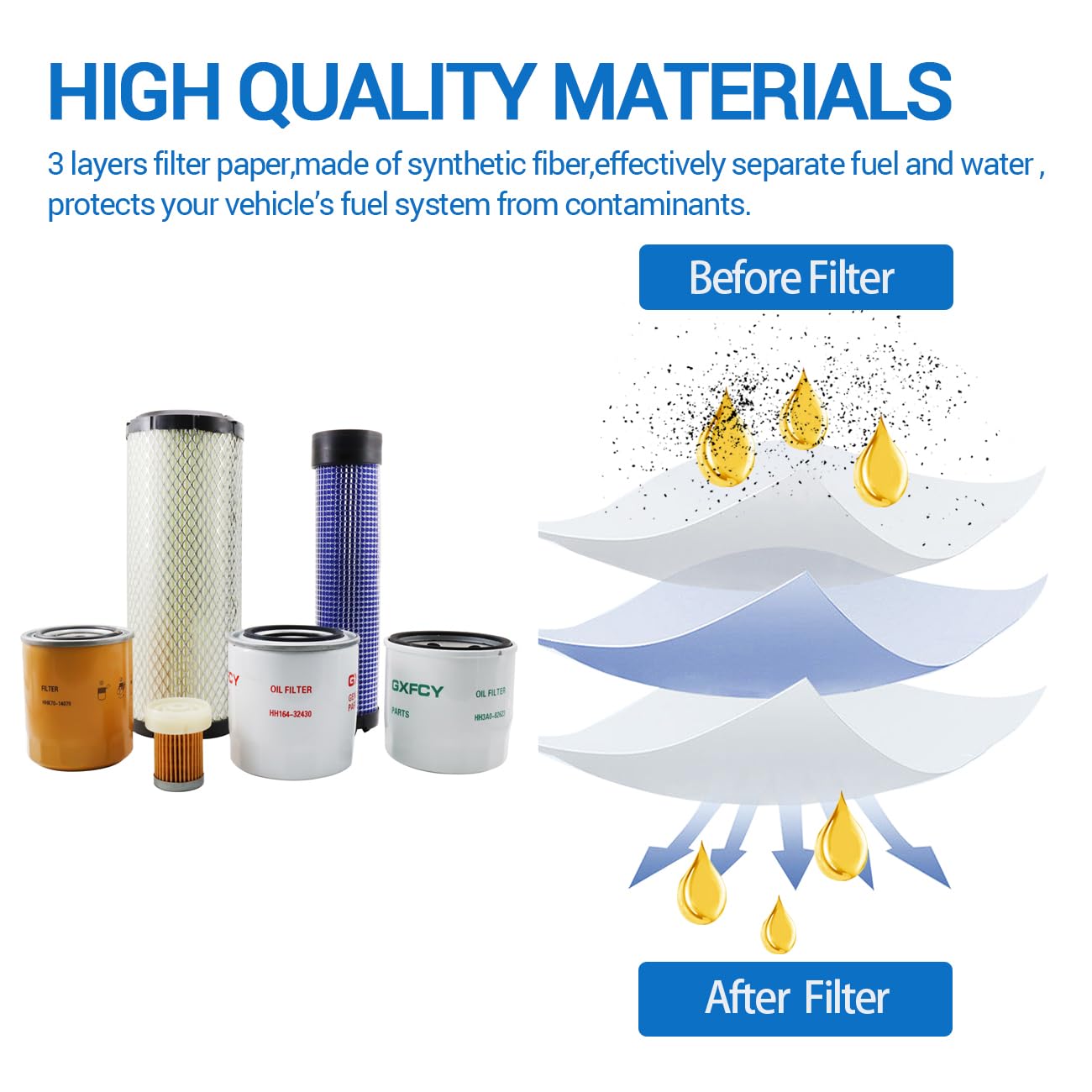 Kit de filtro TA040-93230 HHK70-14070 HH164-32430 6A320-59930 HH3A0-82623 compatible con Kubota L2501 L2800 L3200 L3400 L37000 SU L38 Tractor 00 HST