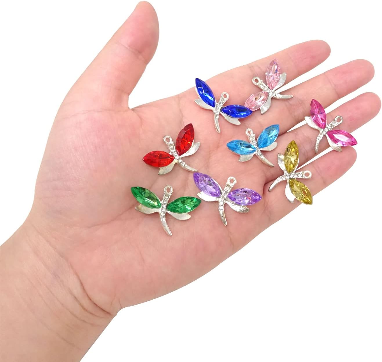 Honbay 16PCS Alloy Dragonfly Charms Pendant Diamond Metal Insects Pendants for Earring Necklace Bracelet Jewelry Making and Crafting (8 Color) - Image 7
