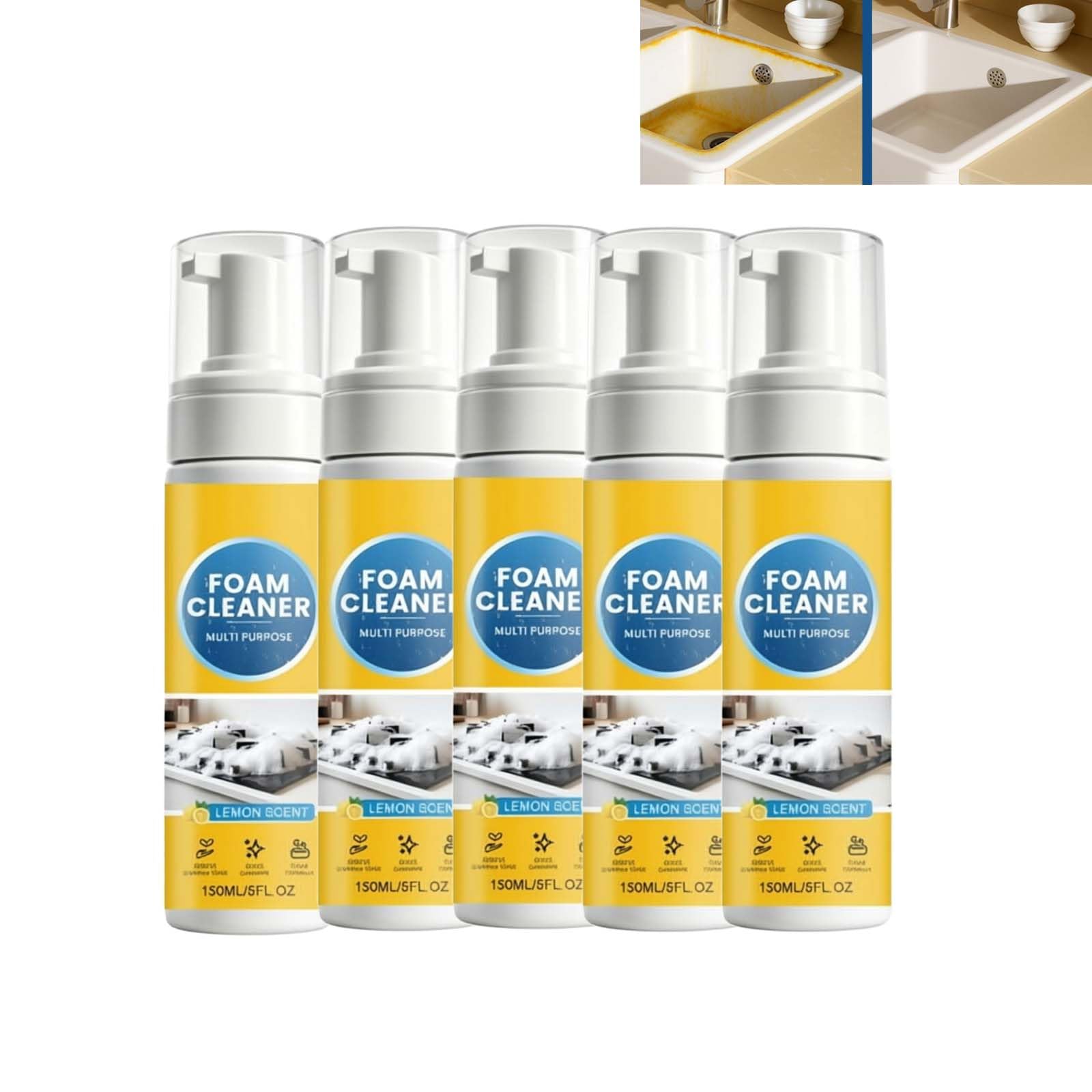 Reinigungsmittel, Schaumstoffreiniger, Schaumstoffreiniger, Allzweckreiniger, Kraftvolle Reinigung Ohne Spülen, Heavy Duty Deep Cleaning House Car Essentials. (5PCS)