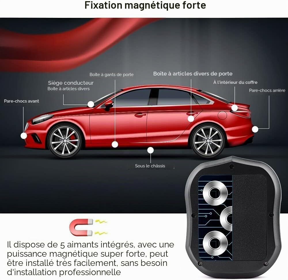 4G Tracker GPS Voitures TK905B Suivi en Temps Réel Magnetic Traceur GPS Longue Autonomie Batterie 10000mAh avec SMS et App Notification Traqueur pour Camping-Car, Camion, Moto, Bateau
