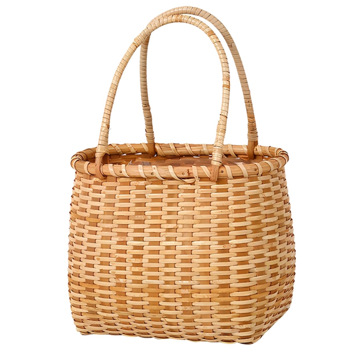 COLLBATH Unique Shape Wooden Flower Basket Handmade Woven Basket for Wedding Decor Storage