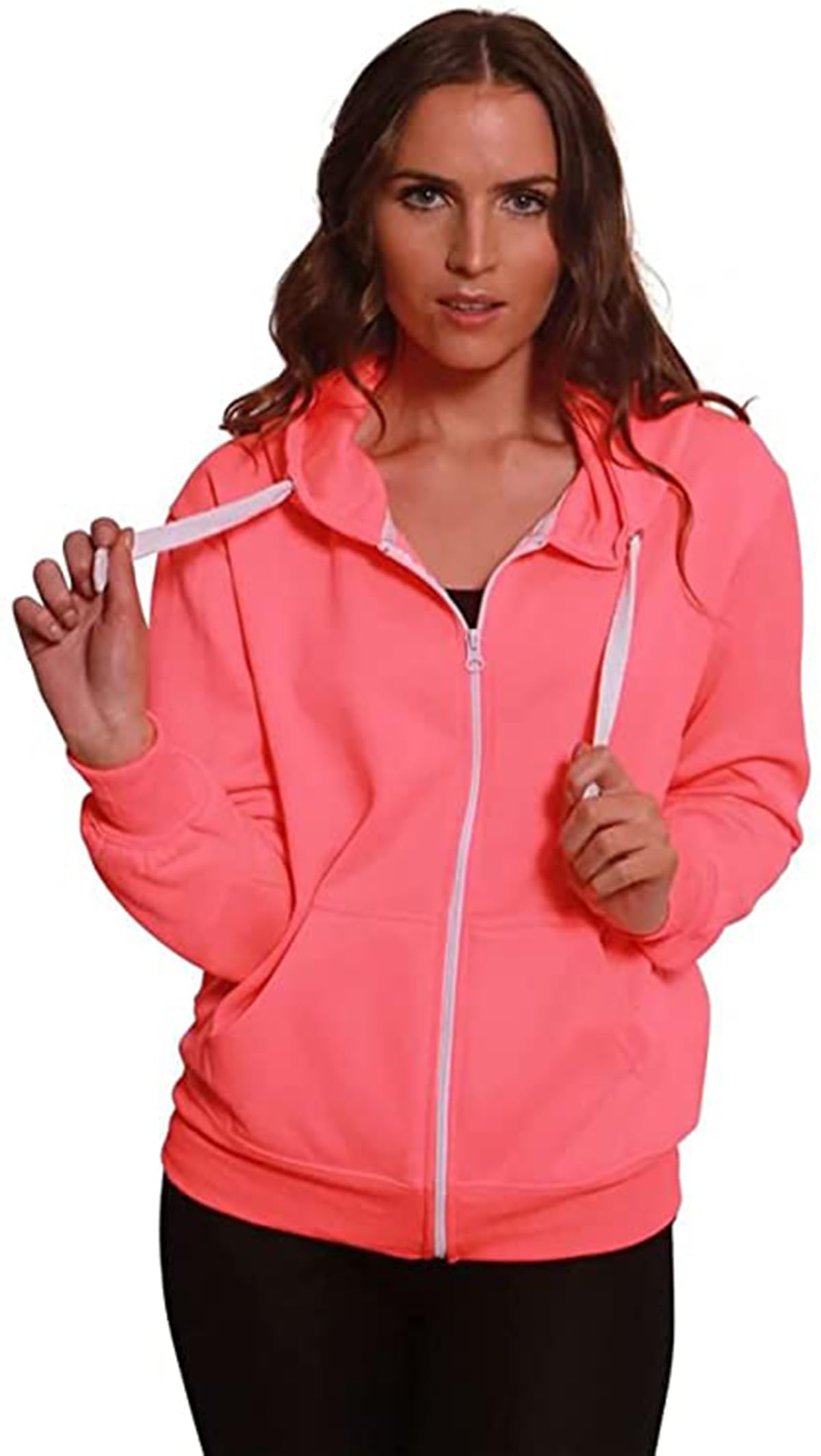 Purple HangerNew Womens Front Zip Up Hoodie Ladies Long Sleeve Plain Sweatshirt Fleece Hoody Hooded Jacket