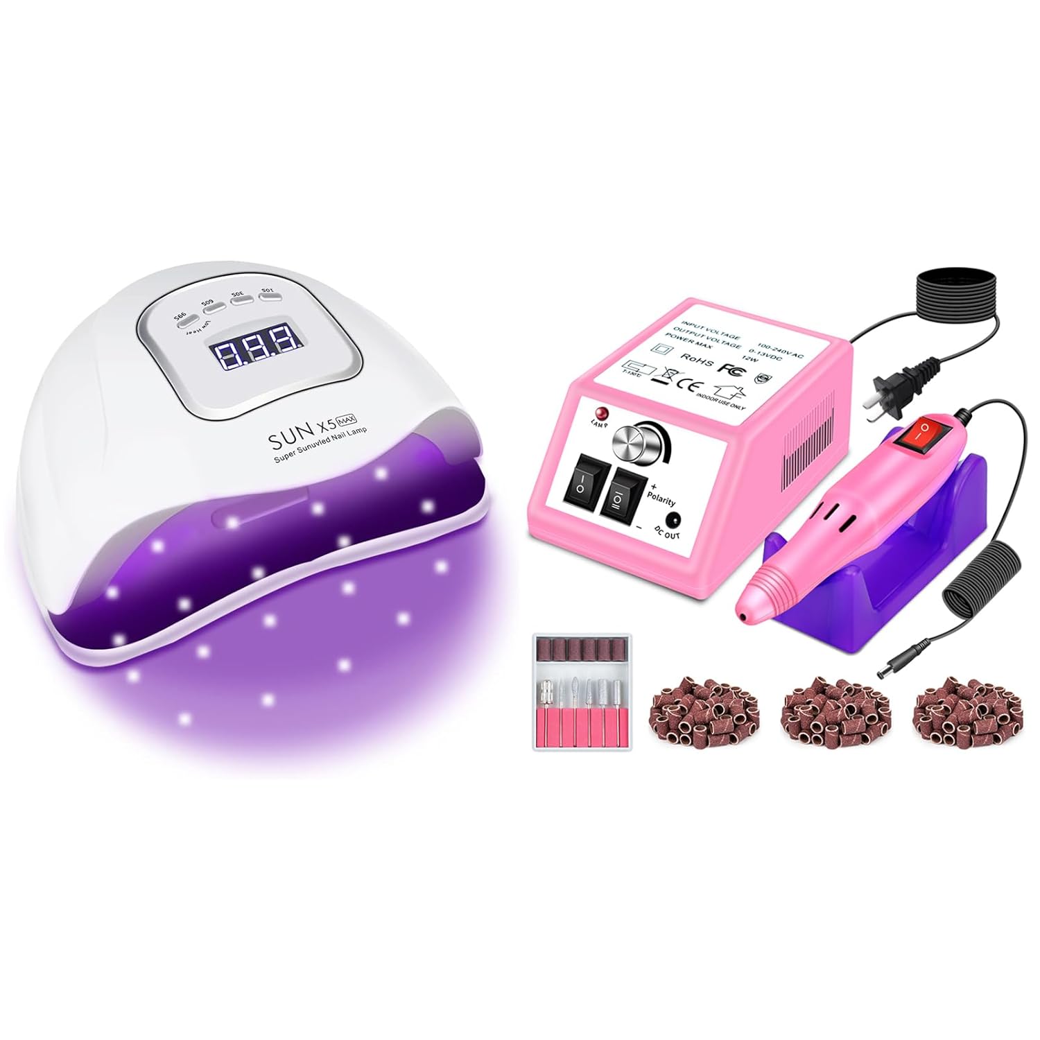 LAVAED Electric Nail Drill Professional and UV LED Nail Lamp Kit