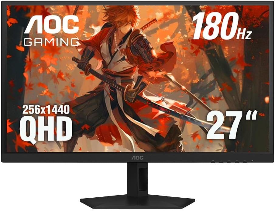AOC Q27G41XMN2 27" 2K QHD (2560 x 1440) 180Hz Gaming Mini-LED Monitor Adaptive Sync Compatible; HDR; DisplayPort HDMI; Flicker Free (Renewed)