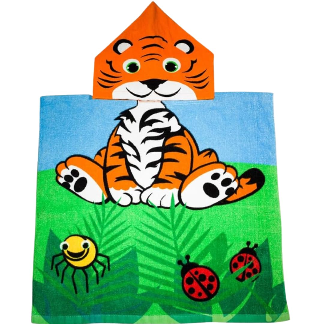 Kidz Swimmers Baby Toddlers Tiger Hooded Beach Towel  Poncho 100% Cotton
