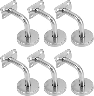 Handrail Bracket,6 Pack Stainless Steel Handrail Brackets,Strong Bearing Stair Railing Support Stairway Hardware Railing Brackets Handrail Holders
