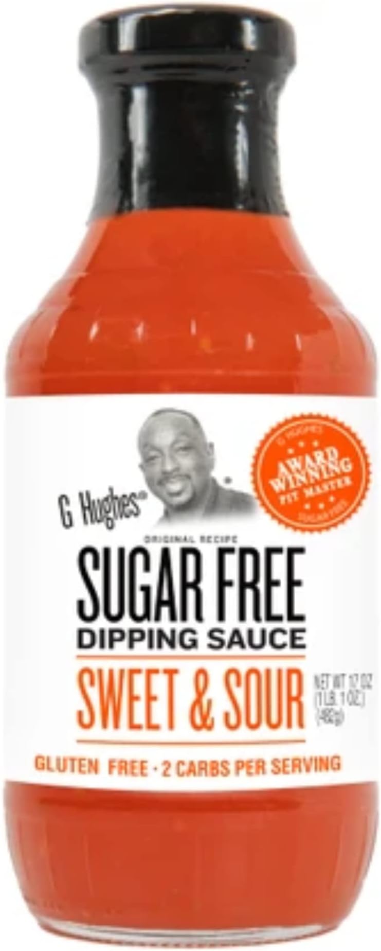 G Hughes Sugar Free Sweet & Sour Sauce - Gluten Free Dipping Sauce, Great Tasting Healthy Sauce, No Sugar Sauce, 2 Carbs Per Serving - 17 Oz (1-Pack)