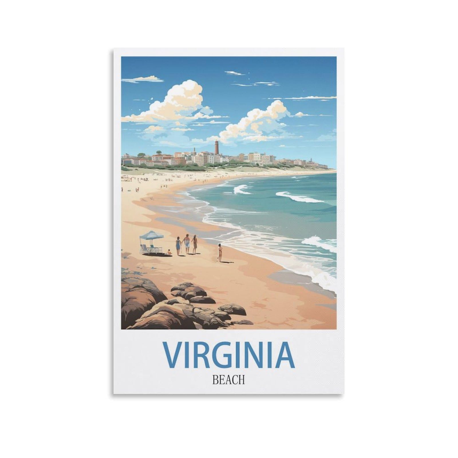 EZMLFA DIY Diamond Painting,Virginia Beach 5D Landscape Diamond Painting Kits for Adult, Gem Art Crystal Art Kits for Adults, for Home Wall 30x40cm