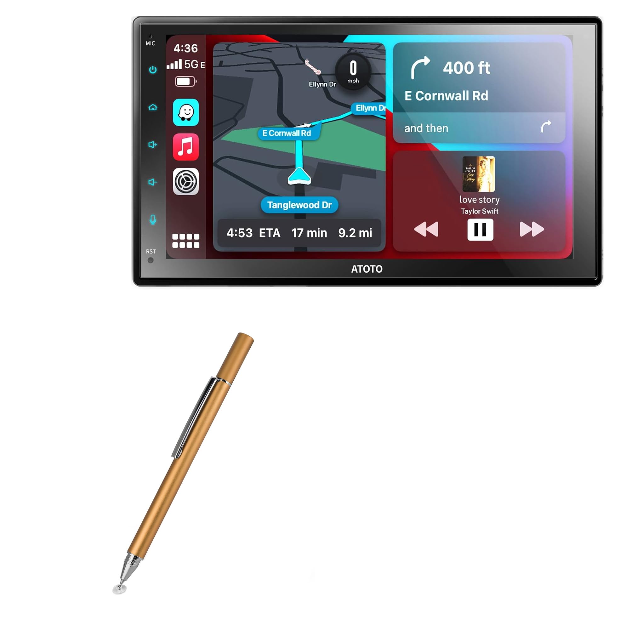 BoxWave Stylus Pen Compatible with ATOTO F7 WE (7 in) - FineTouch Capacitive Stylus, Super Precise Stylus Pen - Champagne Gold