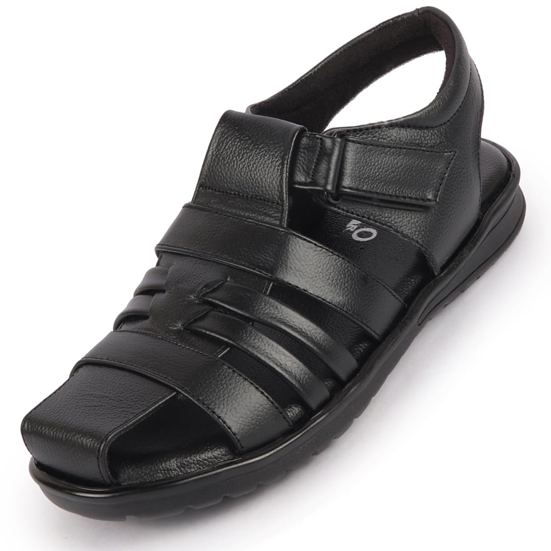 FAUSTO FST FOSMS-2062 BLACK-40 Mens Black Genuine Leather Multi Strap Hook and Loop Closed Toe Fisherman Roman Sandals (6 UK) (B0CCL73D5B) Amazon Price History, Amazon Price Tracker
