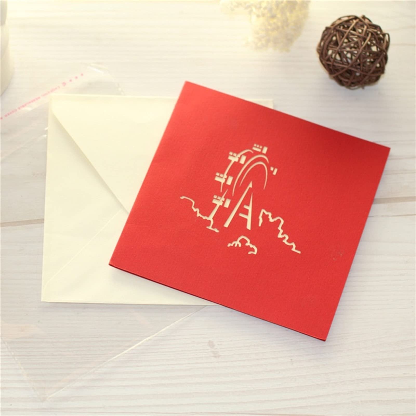 Biglietti d' auguri Laser Cut Avitazioni di nozze Card Card 3D Ferris Rotella Pop- up cartolina d' auguri biglietti di auguri decorazione della festa di nozze festival regalo regalo a sorpresa Biglie