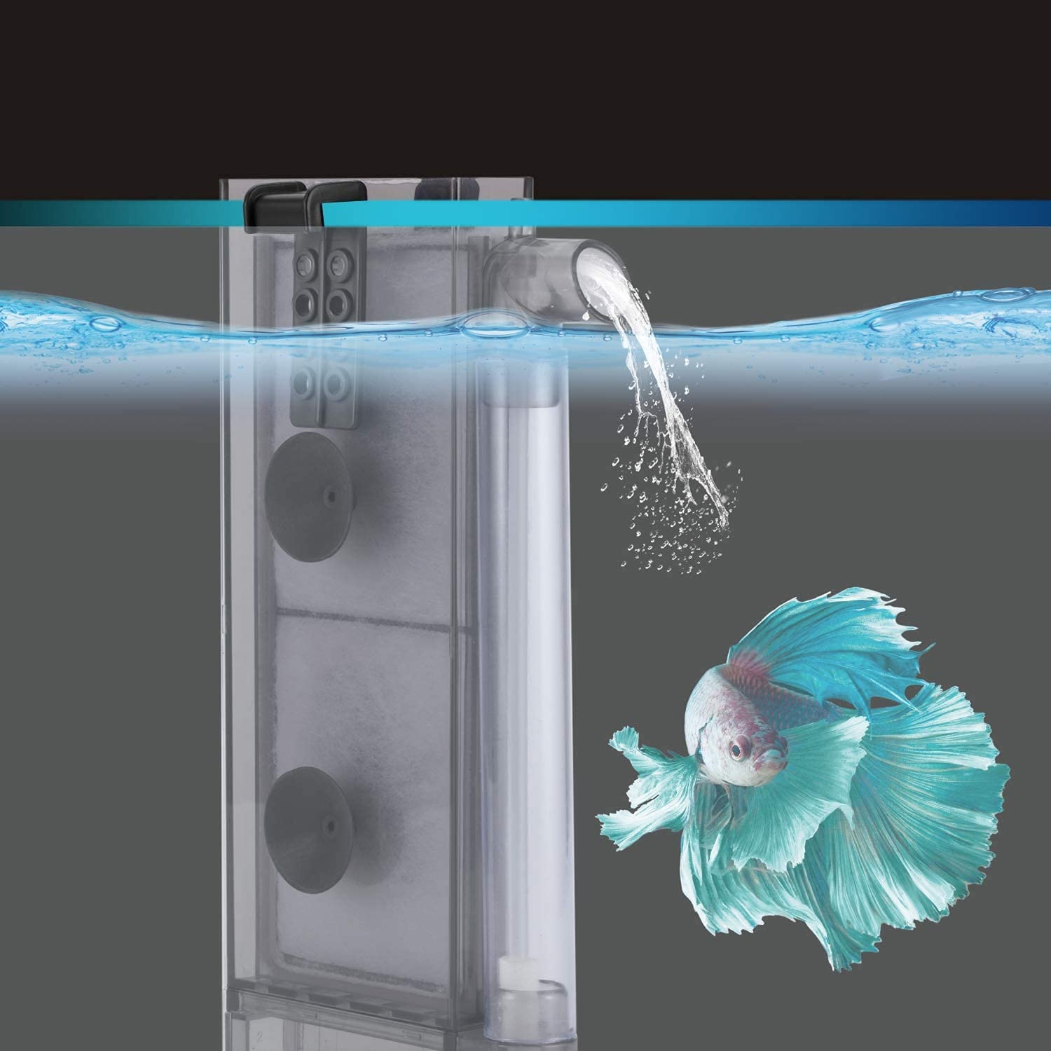 Hygger Thin Aquarium Sponge Filter, in-Tank Filter with 2 Replaceable Spare Filter Cartridge,Quiet Hang On Fish Tank Filter with Suction Cup HG-959 (6 to 10 Gallon (M)