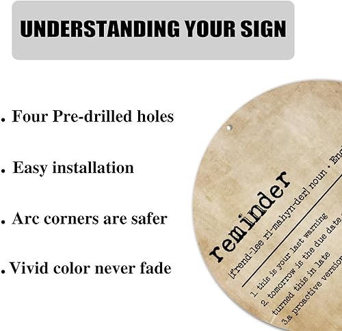 Miniatura 5 de Letrero de metal con texto en inglés "Reminder Definition" con texto en inglés "Spiritual Sayings", tipografía artística, impresión artística de 12
