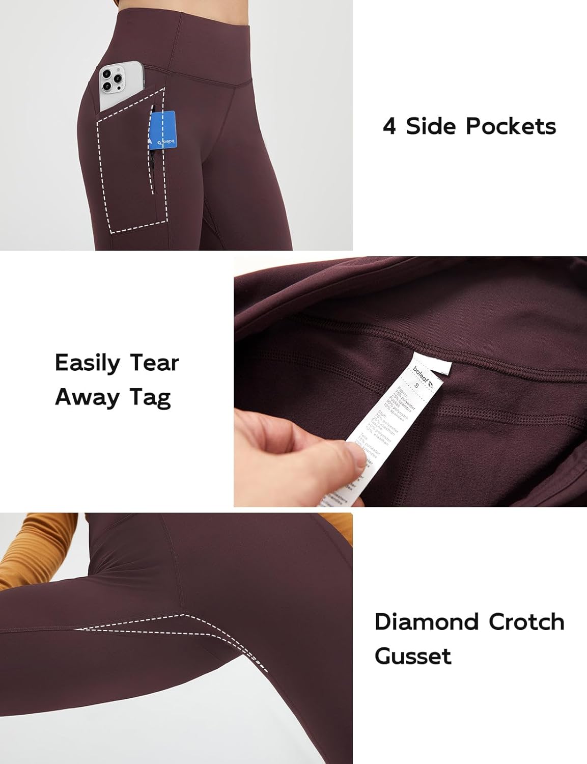 baleaf Fleece Lined Leggings for Women Mini Flare Warm Yoga Pants Stretchy High Waisted with 4 Pockets Workout Casual Pants - Image 6