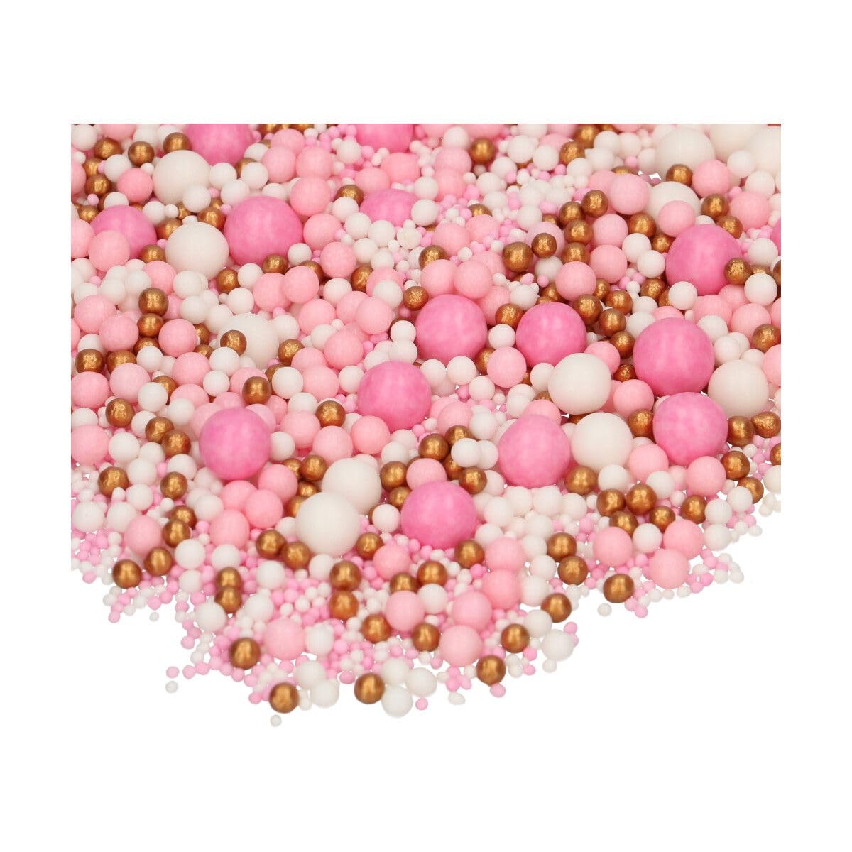 FunCakes Mix de Perlas Blandas Pink Celebration – Decoraciones para Tartas, Gran Sabor, Perlas de Azúcar Comestibles Suaves, Soft Pearls – 80 g