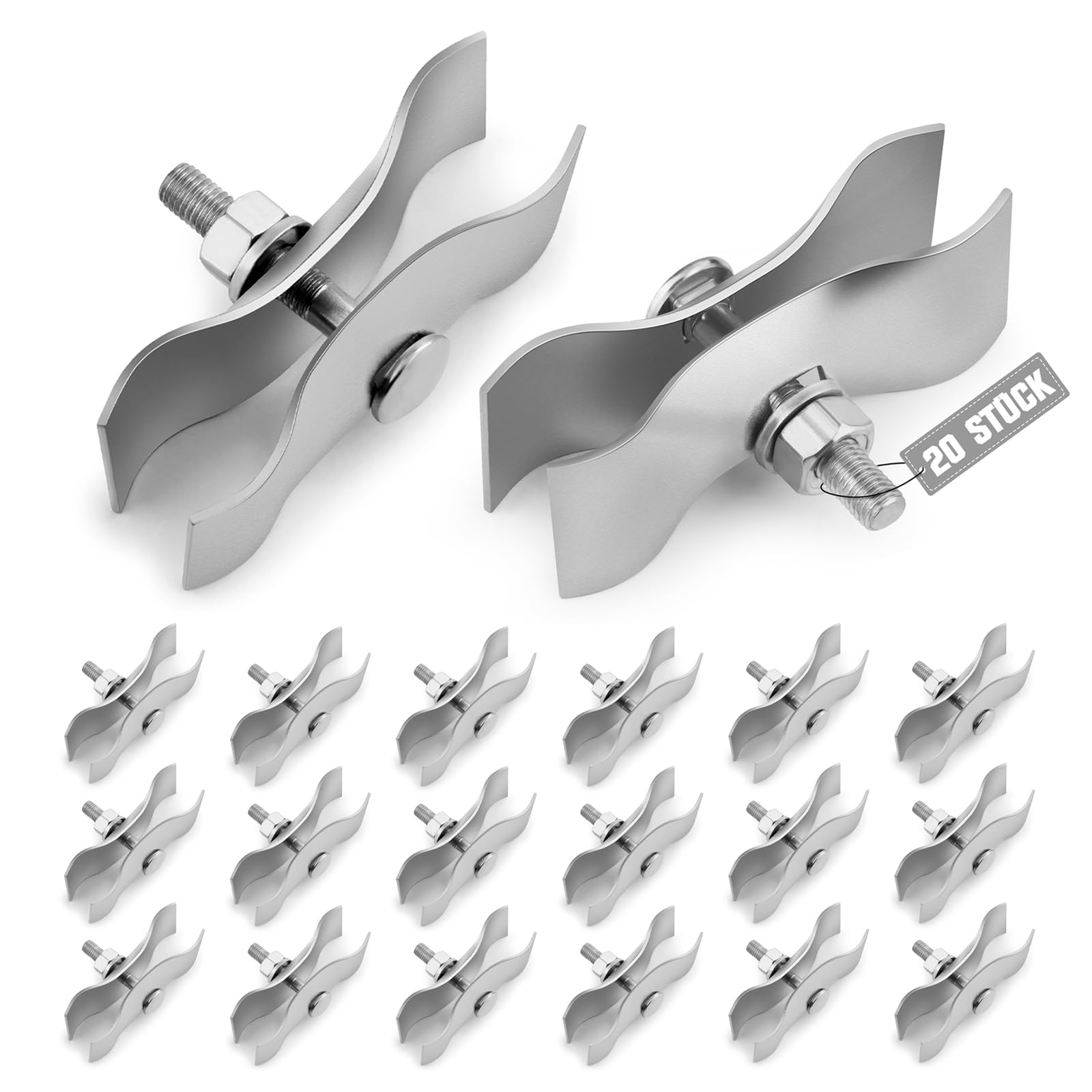 20 Stück Bauzaun Verbindungsschelle 42 x 42mm, Mobilzaun Verbinder Schelle Baustellenzaun aus Metall