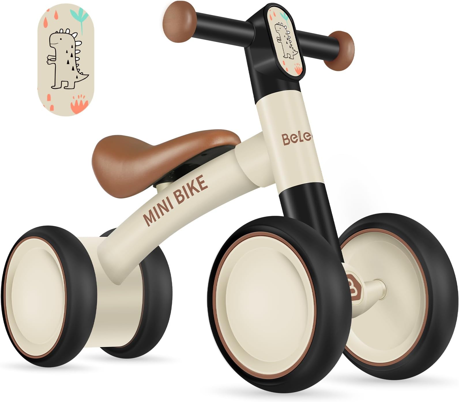 BELEEV Toddler Balance Bike for 1-2 Year Old, Baby First Starter Bike for Kids Girls Boys 10-24 Month, Lightweight Walker Bike with No Pedal, 4 Silence Wheels, 135° Safe Limited Steer, Soft Wide Seat
