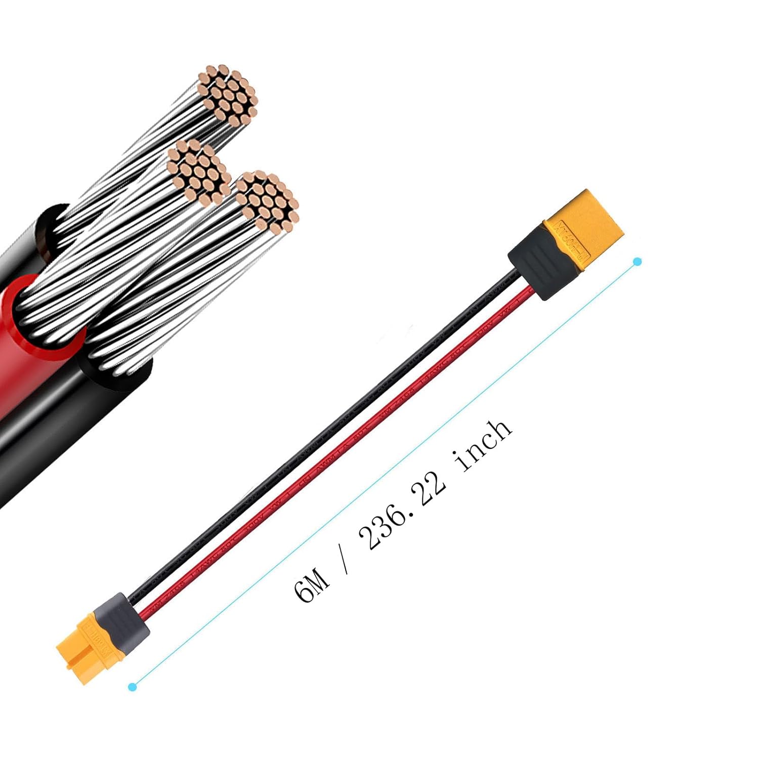 XT60 Extension Cable 12AWG XT60 Female to Male Connector Adapter Compatible for Power Station Solar Panel RC Battery (20FT)