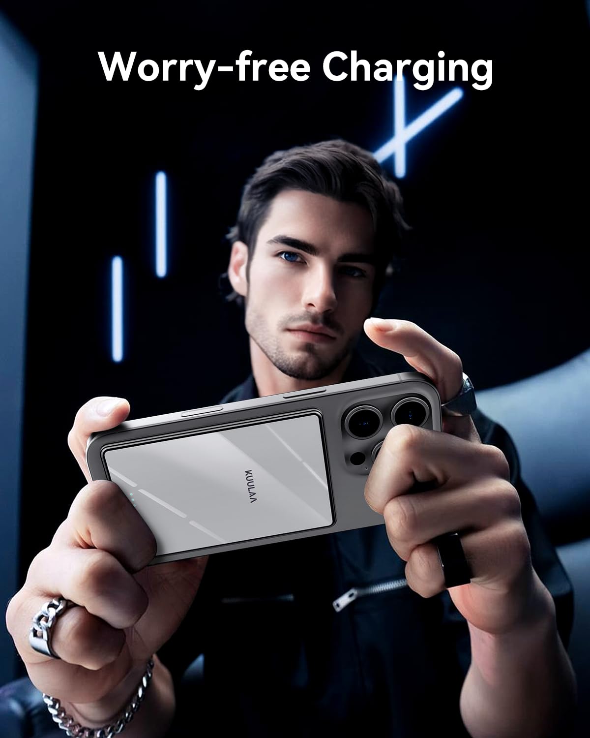 Power Bank Per iPhone, Kuulaa PowerBank Magsafe 5000mAh Ultra Slim 6.9mm Power Bank Magnetico,20W Ricarica Rapida Caricatore Portatile con USB-C per iPhone 16/15/14/13/12/Pro/Plus/Max Series (White)