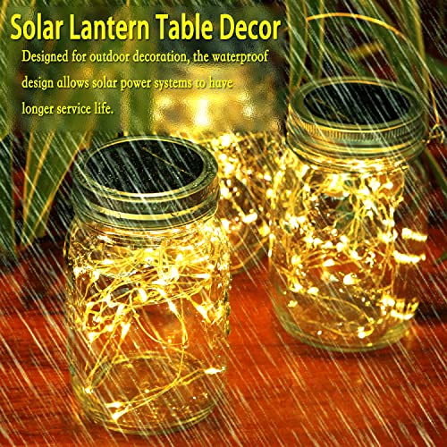 Cooo 12 Pack Crystal Glass Solar Lanterns Outdoor Waterproof 30Led Mason Jar Lights Solar Powered Garden Handmade Wall Lighting Fixtures(Just A Little More thumb #6