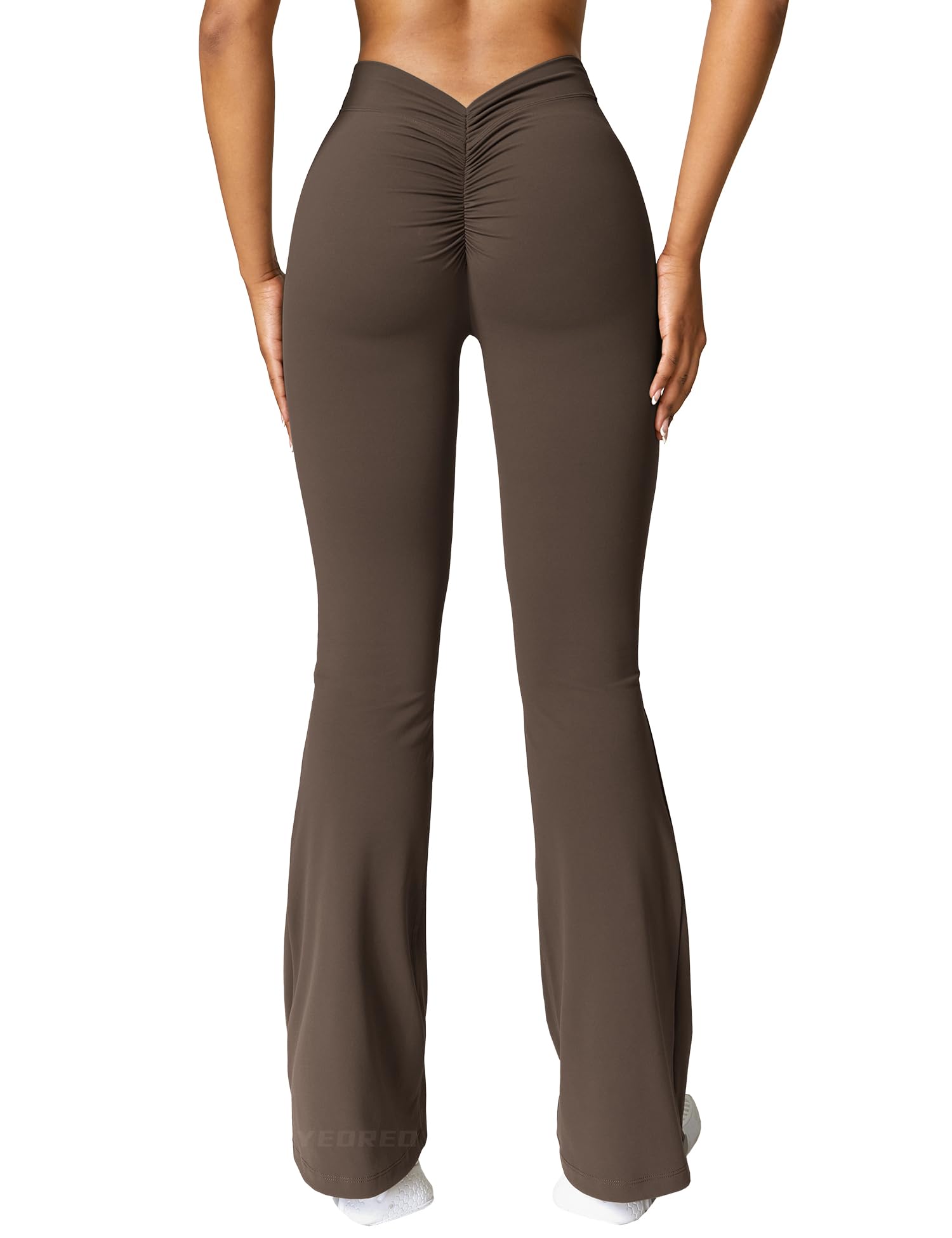 YEOREO Legginsy Scrunch Flare V Back Butt Lifting Wide Leg High Waist 80 cm Gym Workout Yoga Pants