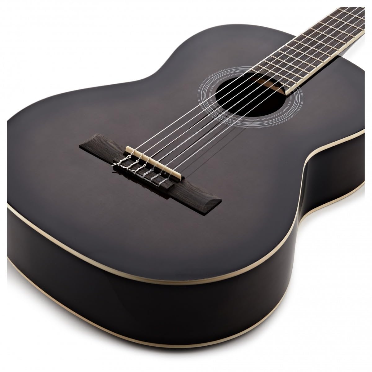 Chitarra classica Deluxe di Gear4music, Trans Nero | Suono Equilibrato e Suonabilità Comoda, Corde di Nylon Morbide per Suonare Facilmente, Scala Standard, Trans Black