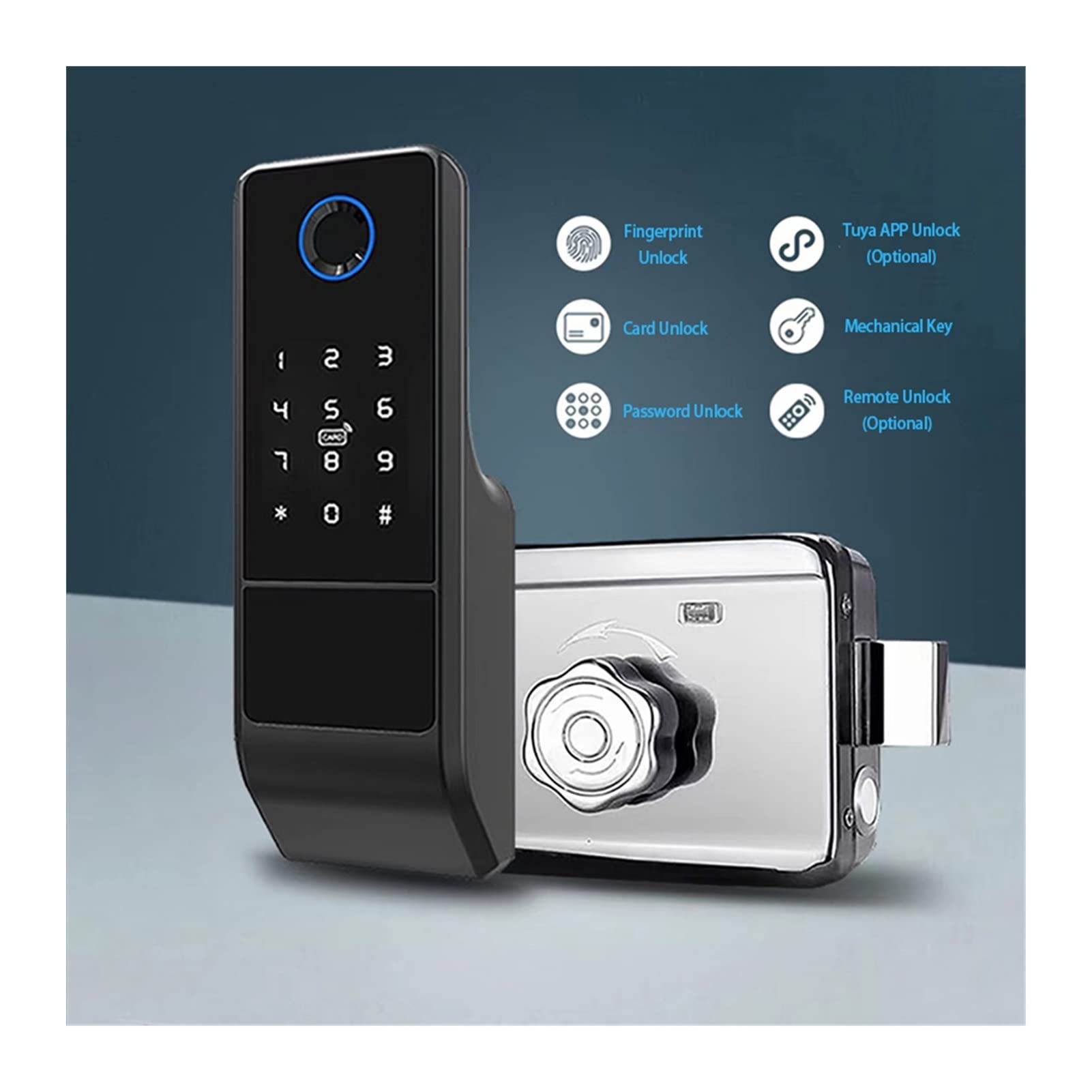 Inteligentny zamek do drzwi, Smart Electronic Fingerprint Motise Blokada IC. Aplikacja wsparcia kart do drewnianych drzwi żelaza(Basic (no APP))