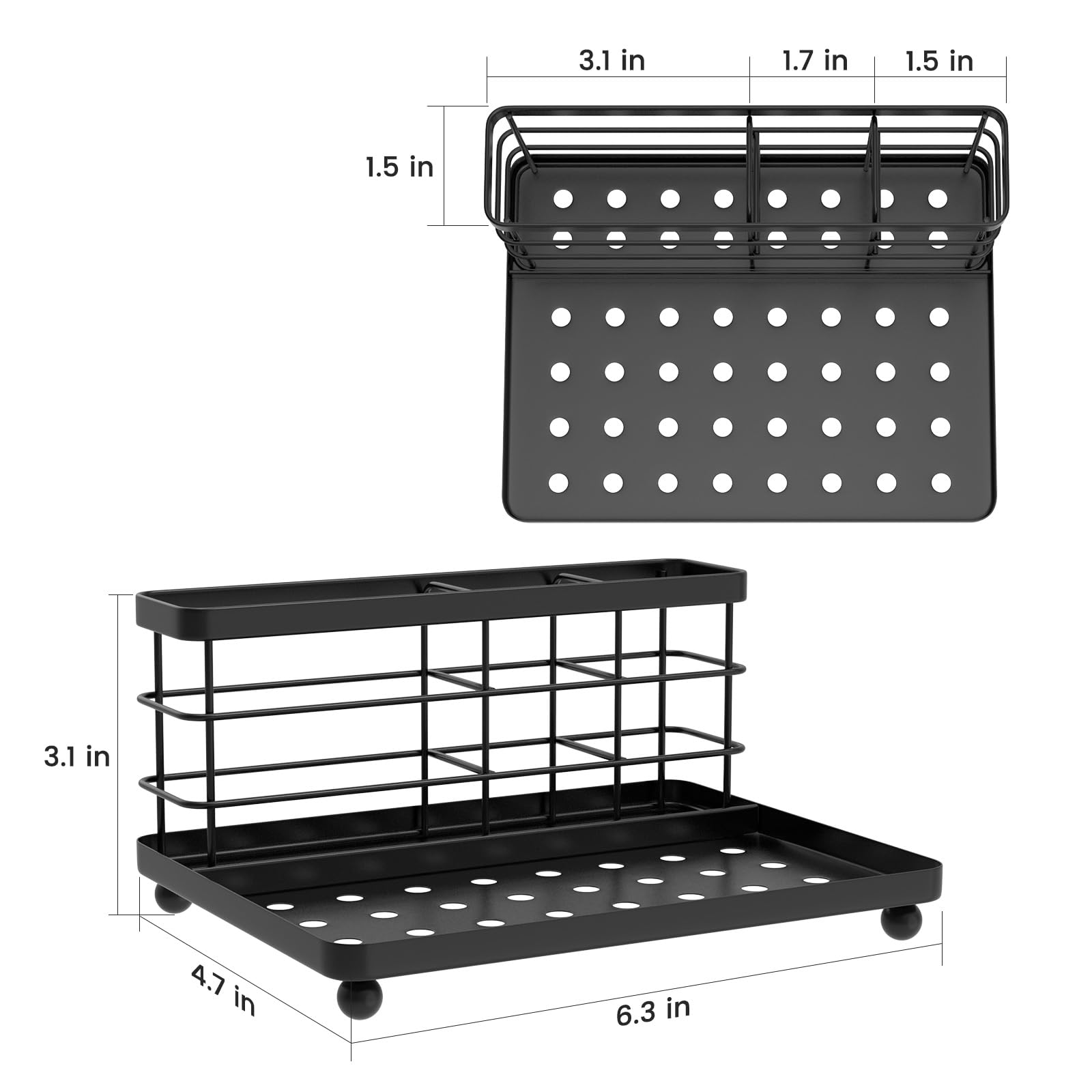 Luxspire Toothbrush Holder, 3-Slot Electric Toothbrush Holder with Detachable Tray, Stainless Steel Holder for Toothbrush Toothpaste Razor, Toothbrush Caddy for Bathroom Countertop Hotels, Black