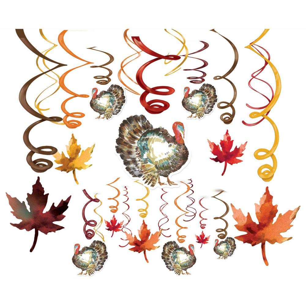 Tourbillons pour l'automne à suspendre amscan lot 30 pièces fête Action de grâce colorée