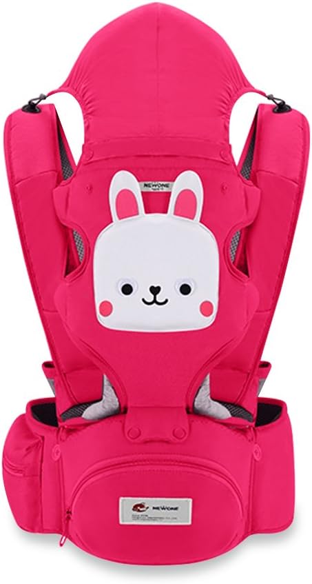 SONARIN 3 in 1 Multifunction Cartoon Hipseat Baby Carrier, Ergonomic,100% Cotton, One Size Fits All,Adapted to Your Child's Growing(Pink)