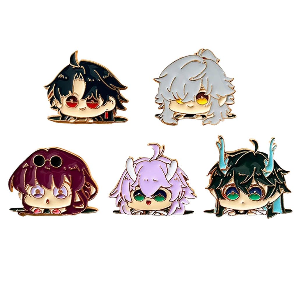 5 Pcs Honkais Stars Rail Badge Anime Figure DanHeng Kafuka JingYuan Brooch Enamel Pin Honkais Stars Rail Cosplay Backpack Decor