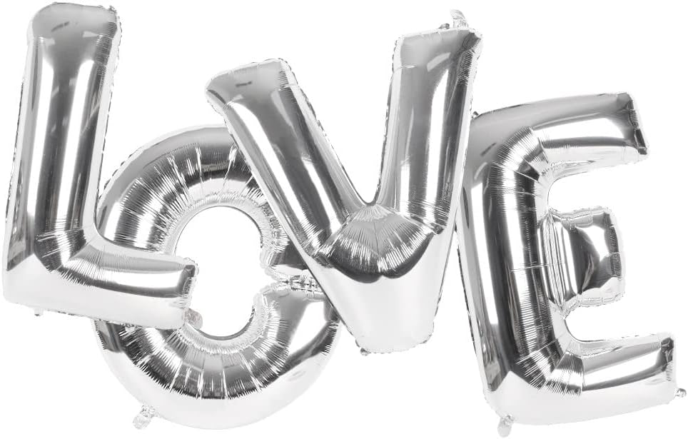 HAIOPS 40 Inch Love Balloons Giant Foil Letter LOVE Balloons, Silver