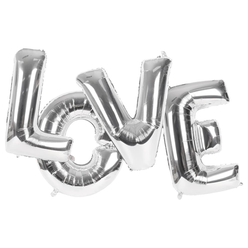 HAIOPS 40 Inch Love Balloons Giant Foil Letter LOVE Balloons, Silver