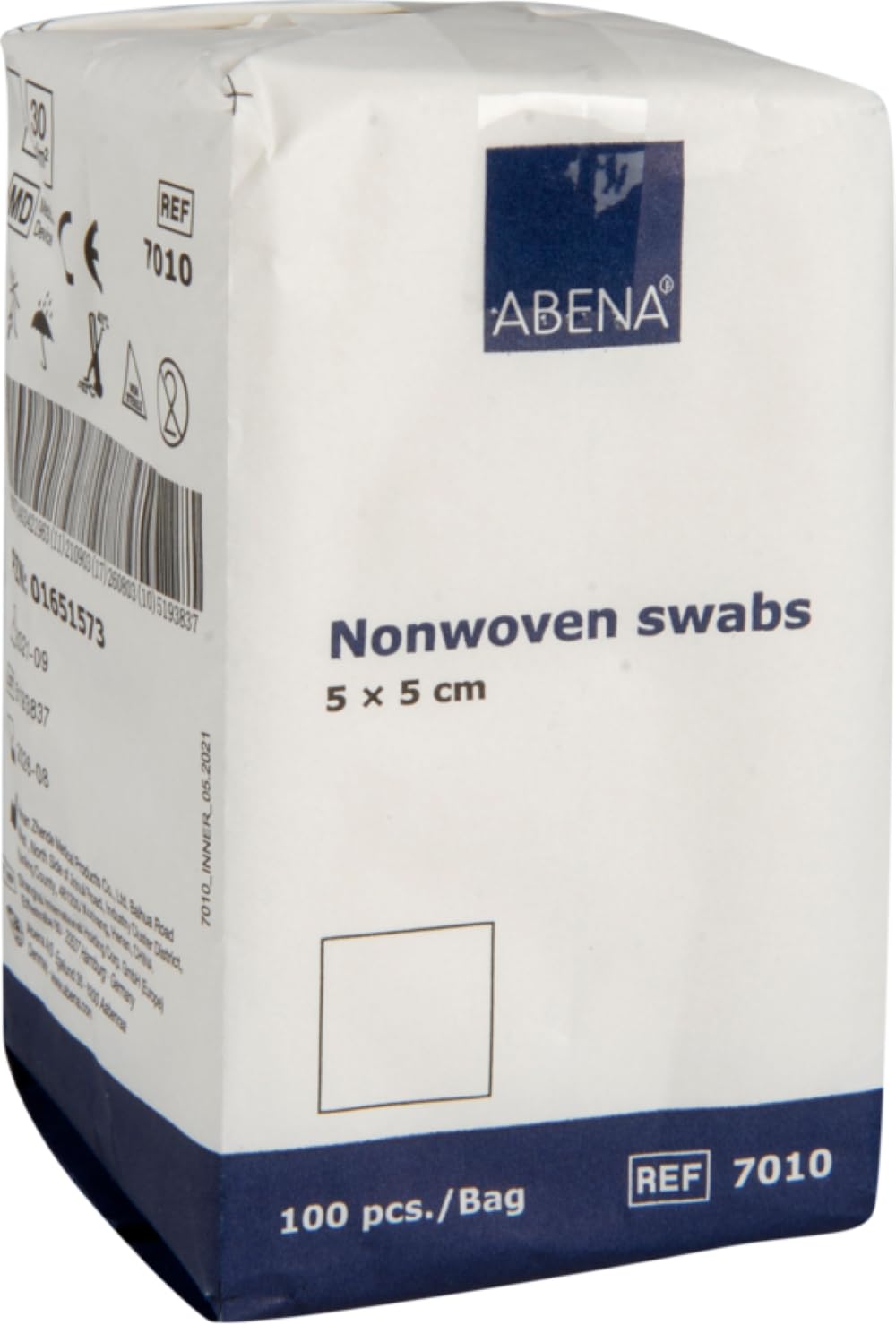 ABENA Gauze Pads, 100 Pack, 5x5cm Wound Dressings, Non-Sterile, Soft Absorbent Gauze for Wound Dressing, Non-Adhesive Dressings for Wounds