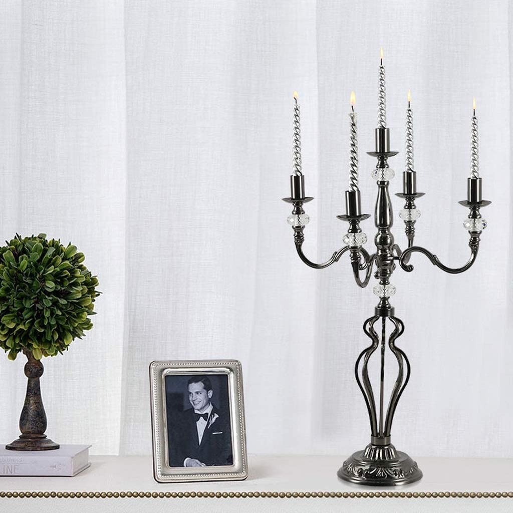 Candelieri Portacandele in Metallo, portacandele a 5 Bracci, Decorazione centrotavola, candelabro Romantico per la casa Regalo