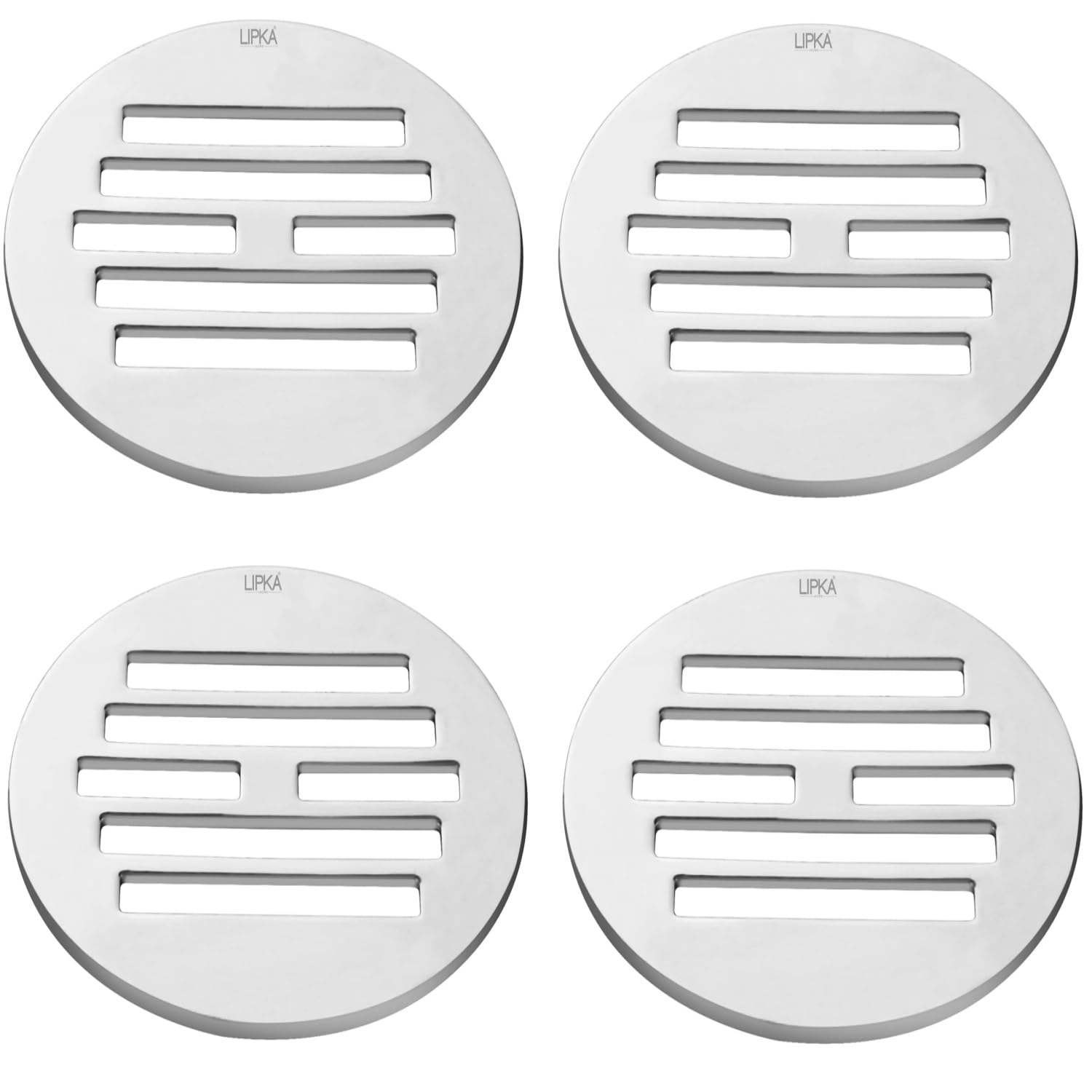LIPKA Pack of 4 Golden Classic Jali Round Floor Drain|Premium Stainless Steel|3 Inches|